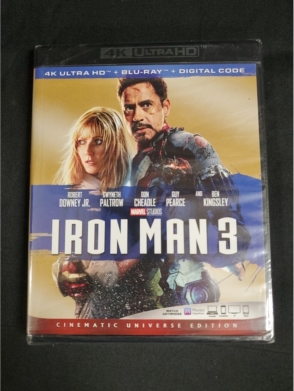 Iron Man 3 Ultra HD + BLU-RAY + DIGITAL CODE, 2013 Cinematic Universe NEW Sealed